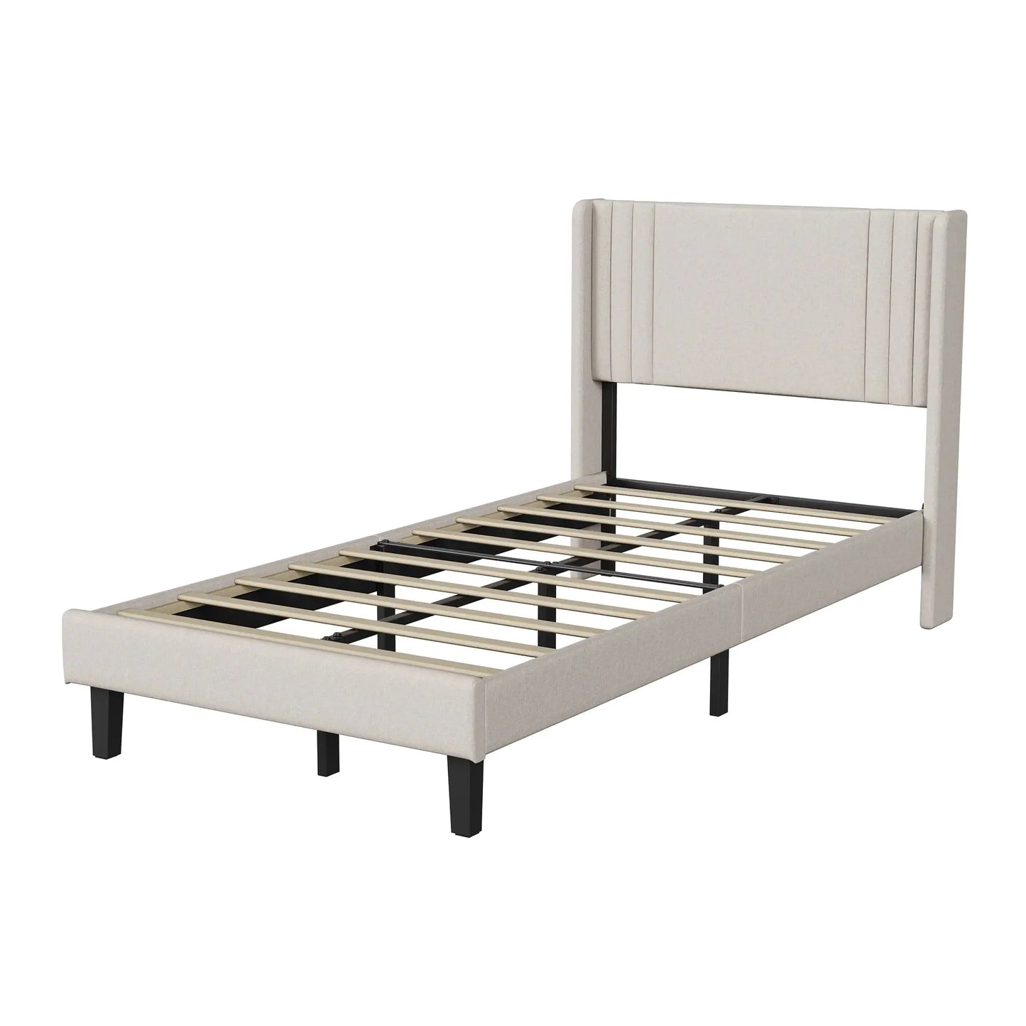 Polsterbett 90x200cm Mit Verstärktem Lattenrost Gepolstertem Kopfteil