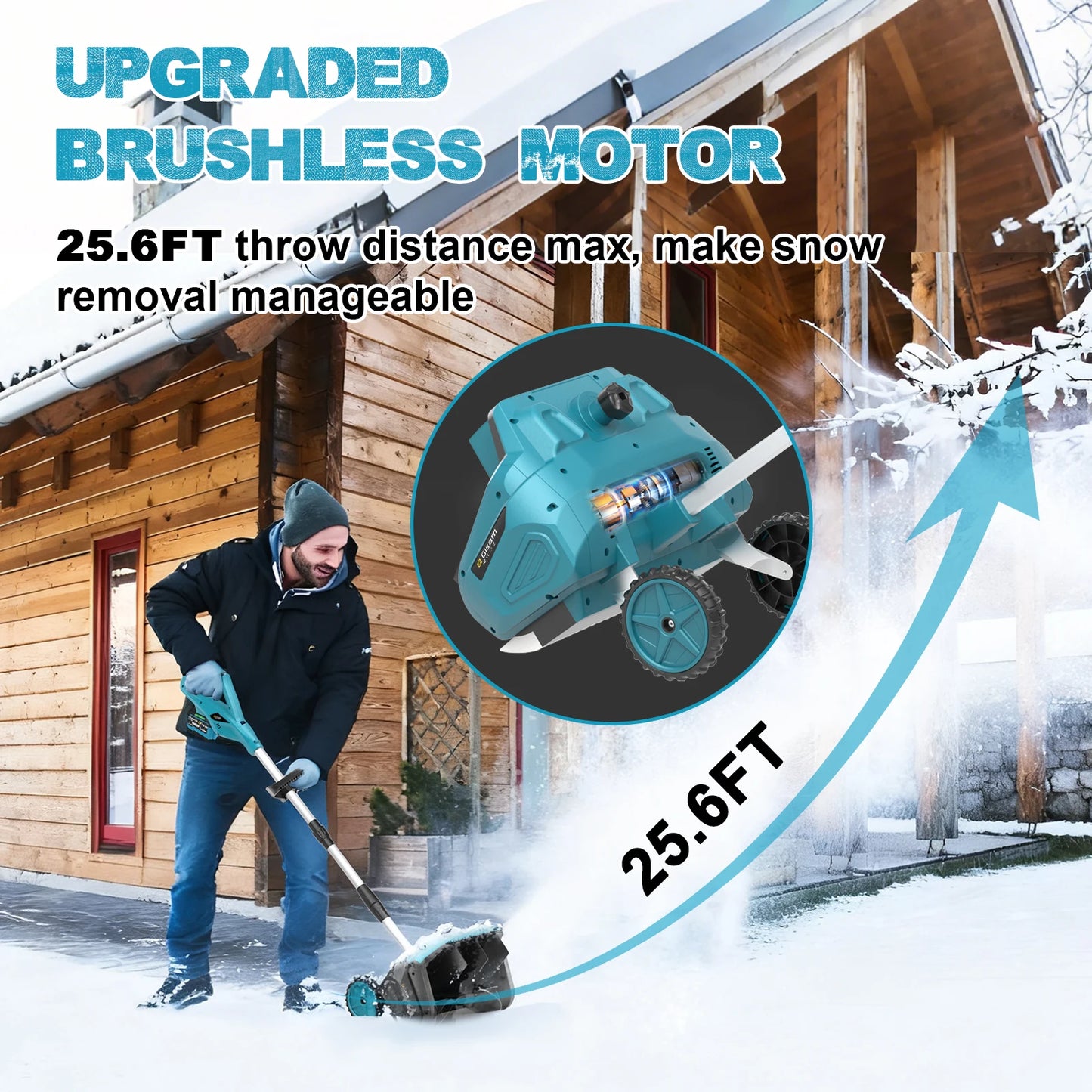 Gisam Schneepflug Bürstenlos - 4,5 Ah,3500 W, Breite 32 cm