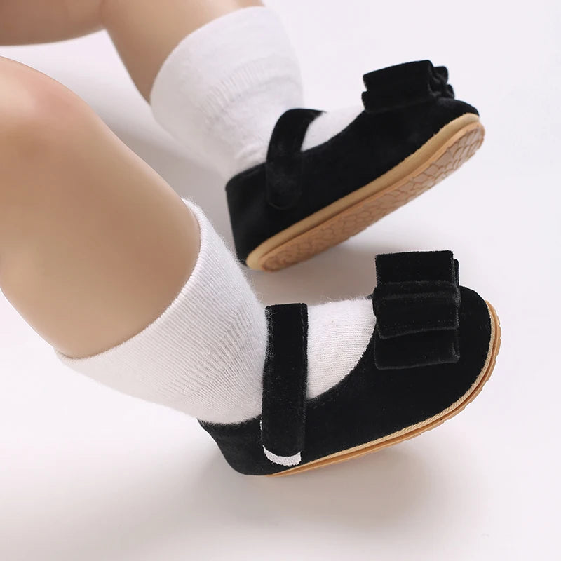 Baby-Prinzessinnen-Schuhe 2025: Velvet-Bow Flat-Shoes - First Step Collection
