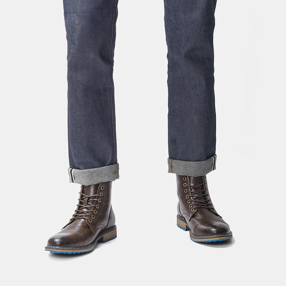 Ghete din piele lucrate manual, confortabile și la modă - Mărimi EU 40-45, Toc 1-3 cm, Căptușeală EVA