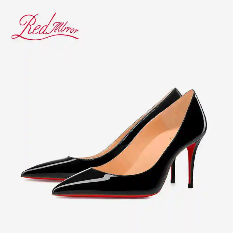 Women's elegant high heel shoes Luxury Brand Black Women heels shoes woman 2025 trend Red Shiny Bottoms Pointed Toe Sexy Pumps