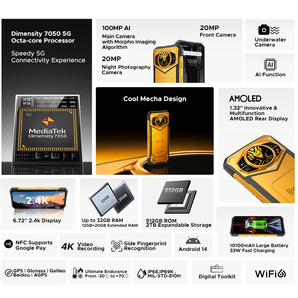 DOOGEE S200 X Robustes 5G - 10100 mAh, 33W Schnellladung, 6,72 Zoll Display