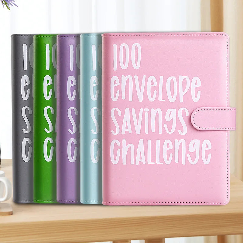 PU Leather Notebook Binder Budget Saving Money Planner Money Organizer for Cash Savings Zipper Envelope Pockets Stickers
