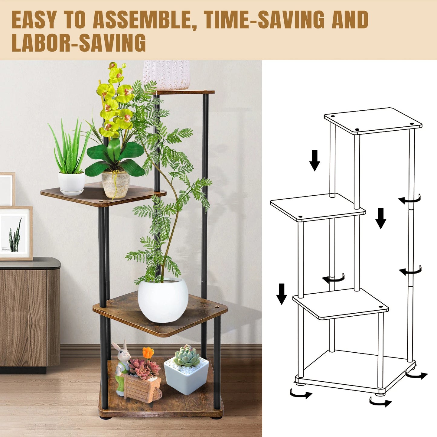 NatureLine Pflanzenständer 4 Bis 6-Stufig Metall Innen 80-132 cm