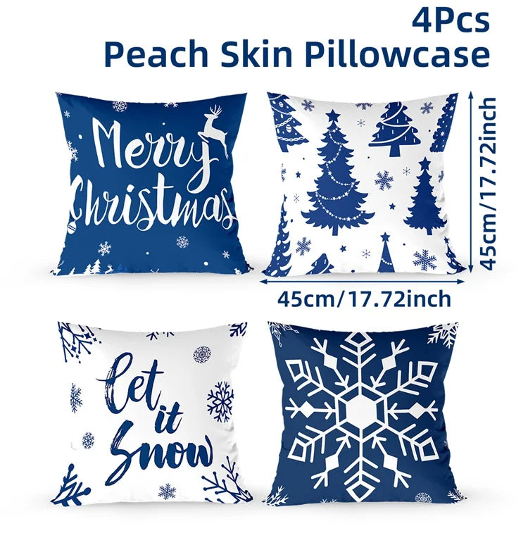 4pcs Christmas Cushion Cover Pillowcase Merry Christmas Decoration Linen Pillow Cases Home 2025 Xmas Gifts Pillow Covers 2026