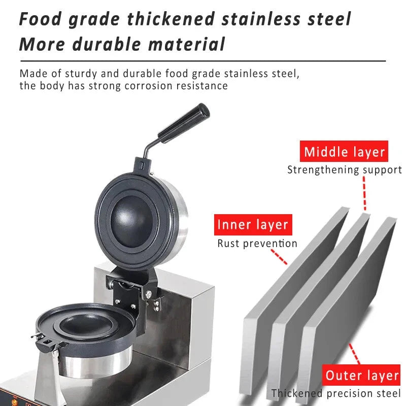 WaffelPro UFO Vielseitiges Eis Burger Gerät - Leistung 1000-1500W, Maße 28x23cm