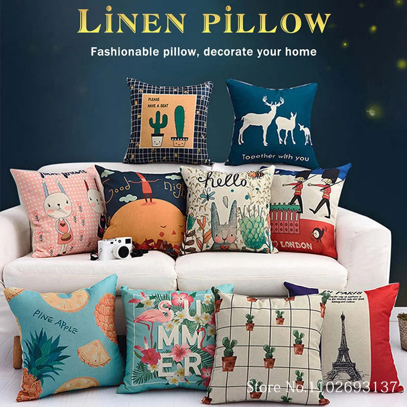 Red Stripe Merry Christmas Pillowcases Sofa Cushion Cover Linen Pillowslip House Indoor Home Decoration Throw Pillow Cover