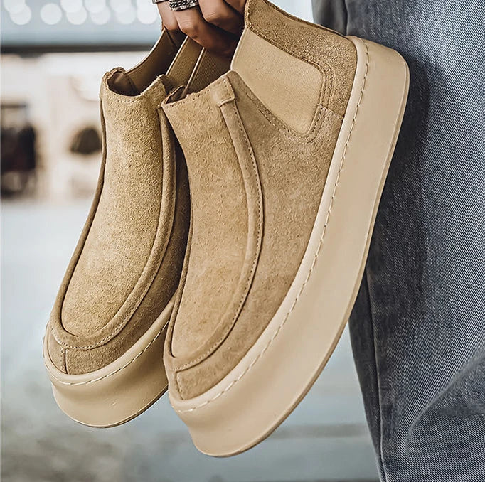 Ghete Chelsea Shangkaka cu platformă, croială înaltă - Mărimea 44, Înălțimea tocului 2 cm, Înălțimea gleznei