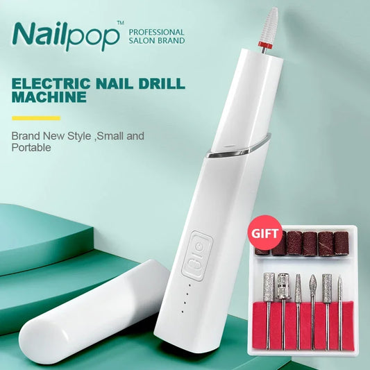 Nailpop Electric Nail Drill Machine For Manicure Milling Cutter Set For Gel Polish Drills Bit Pen Pedicure Nail Art Tools