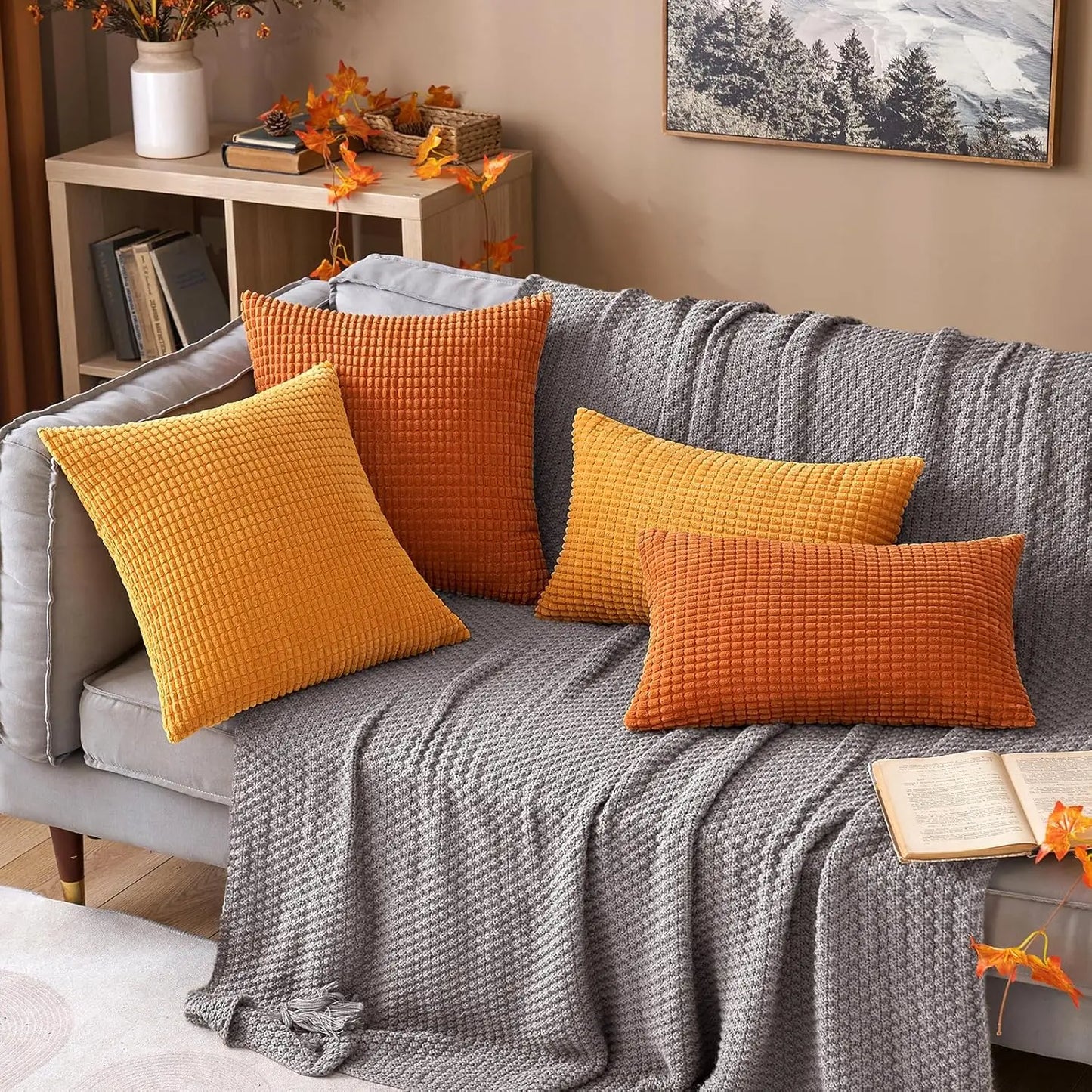 Christmas Red Throw Pillow Covers Decorative Christmas Pillow Covers Soft Corduroy Lumbar Pillow Covers, Cushion Case Home Decor