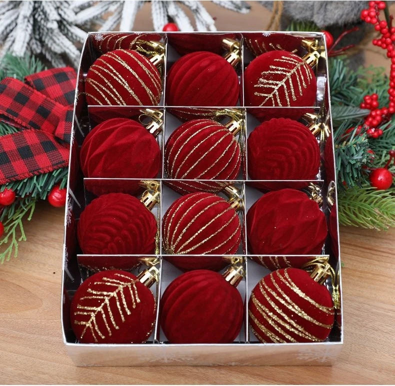 VelvetCraft Kugeln Velvet Painted - 6 cm, 12 Stück, Hängedekor