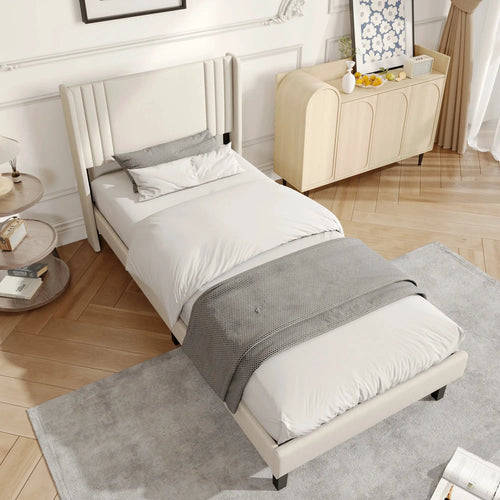 Polsterbett 90x200cm Mit Verstärktem Lattenrost Gepolstertem Kopfteil