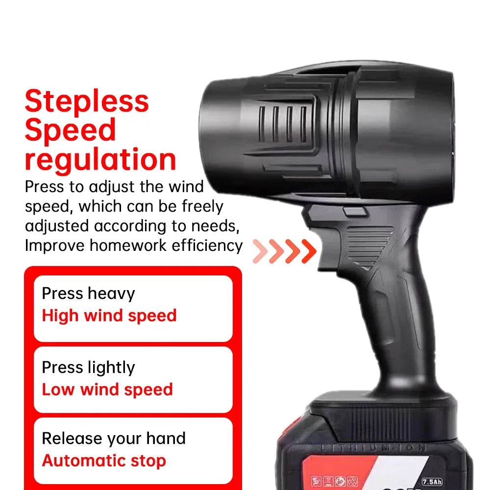 JANGKLIFE Turbo Fan Violent Air Gun Thrust Stepless Speed High Power Turbofan Leaf Blower Handheld Jet Fan for Makita Battery