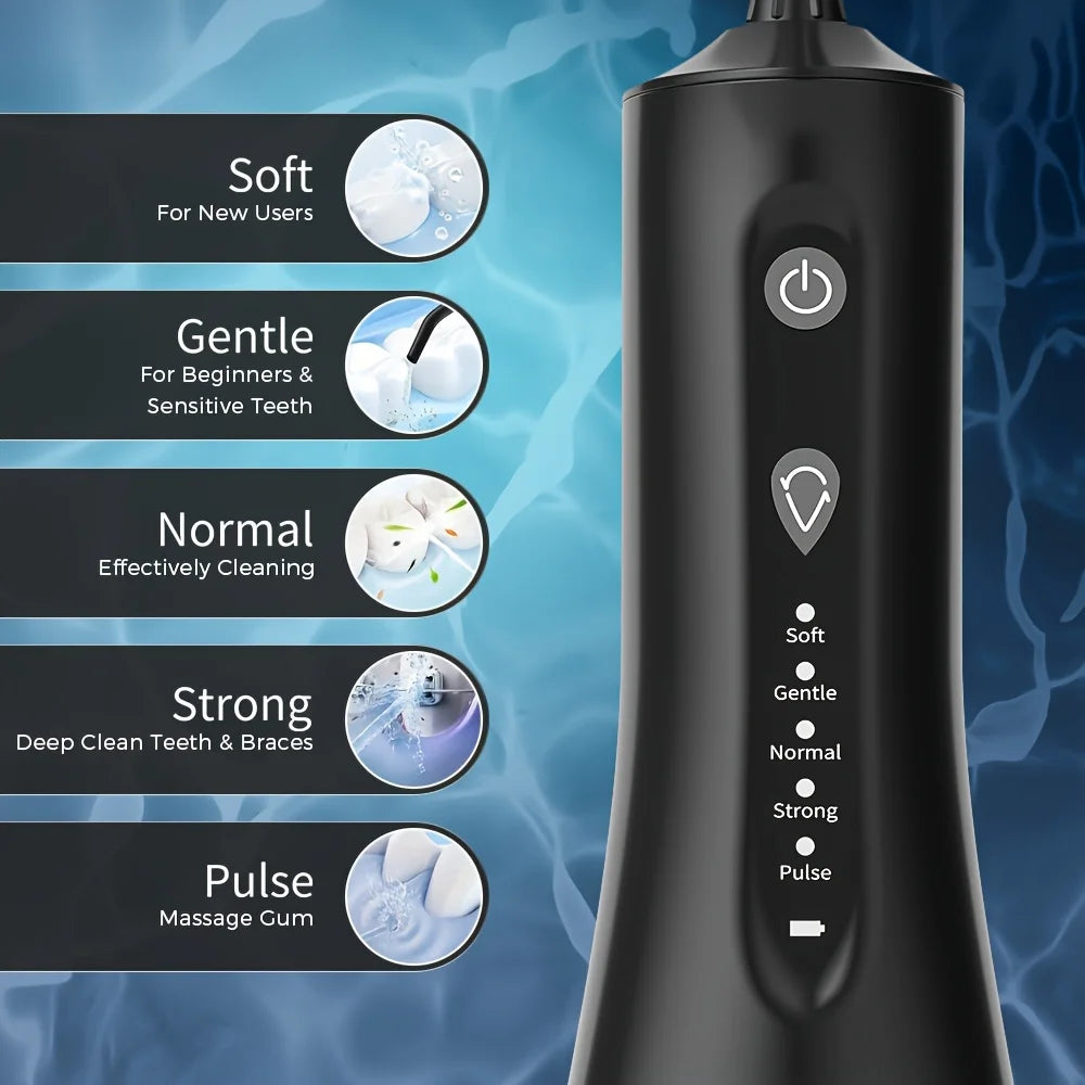 Sejoy Water Dental Flosser For Teeth Cleaning, Cordless Portable Oral Irrigator Rechargeable Powerful Water Teeth Cleaning