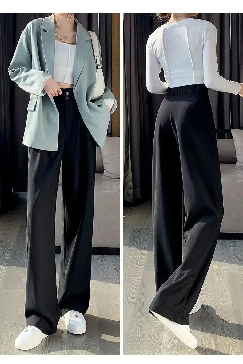 Elegante Hose Koreanischer Stil - Weite Beinlänge Schwarz