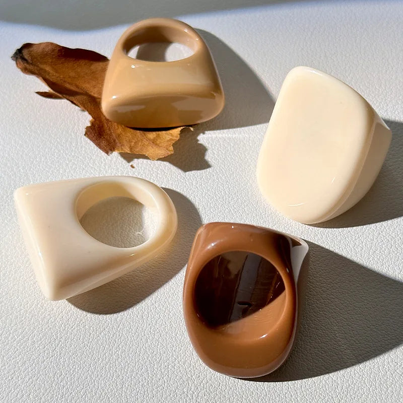 Inele Groase Geometrice HangZhi - Rășină, Mărime Mare