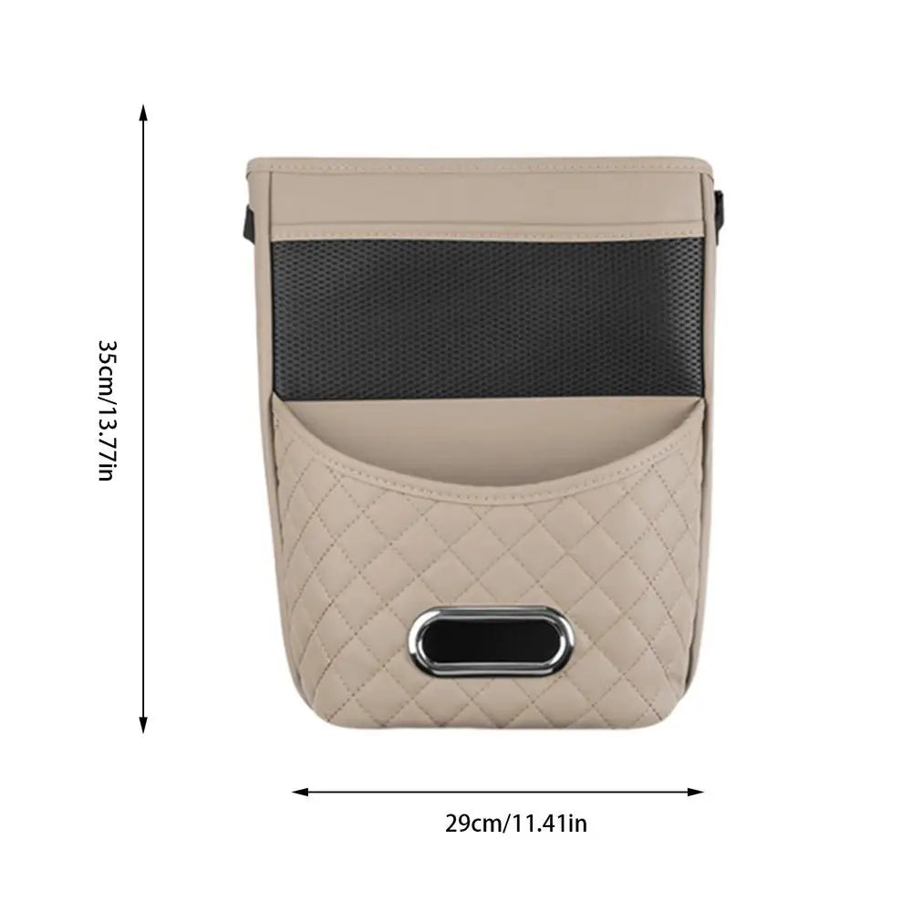 Car Seat Storage Organizer Multi-Pocket Front Seat Storage Portable Hung PU Leather Car Storage Bag For Cars Trucks SUVs