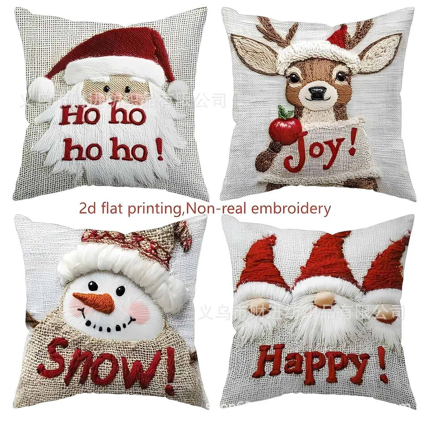 4pcs Christmas Pillow Covers Set, Santa Reindeer Snowman Gnome Printed Cushion Cases, Festive Xmas Home Sofa Decorative Throw