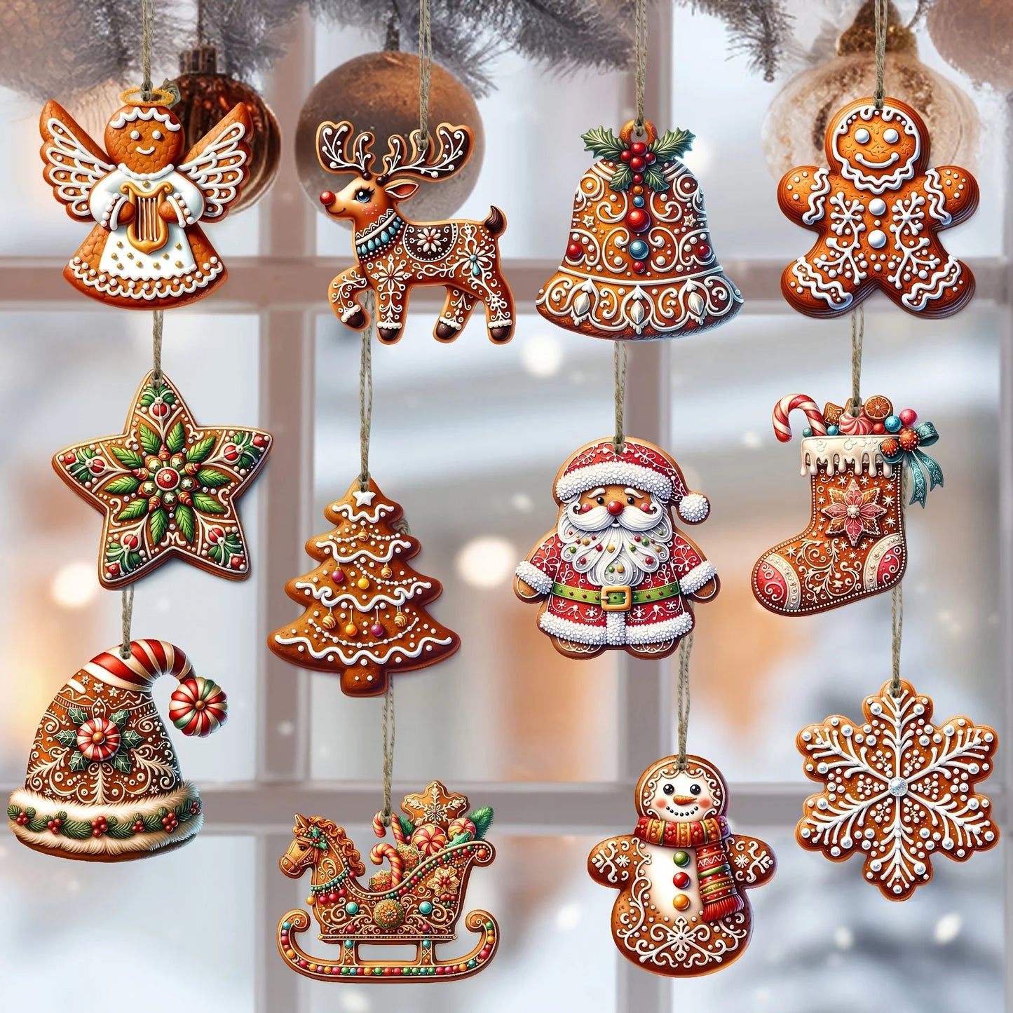 Choice Handgefertigtes Holz-Weihnachtsornament-Set - 12/24/36 Stück, Holz, Klein