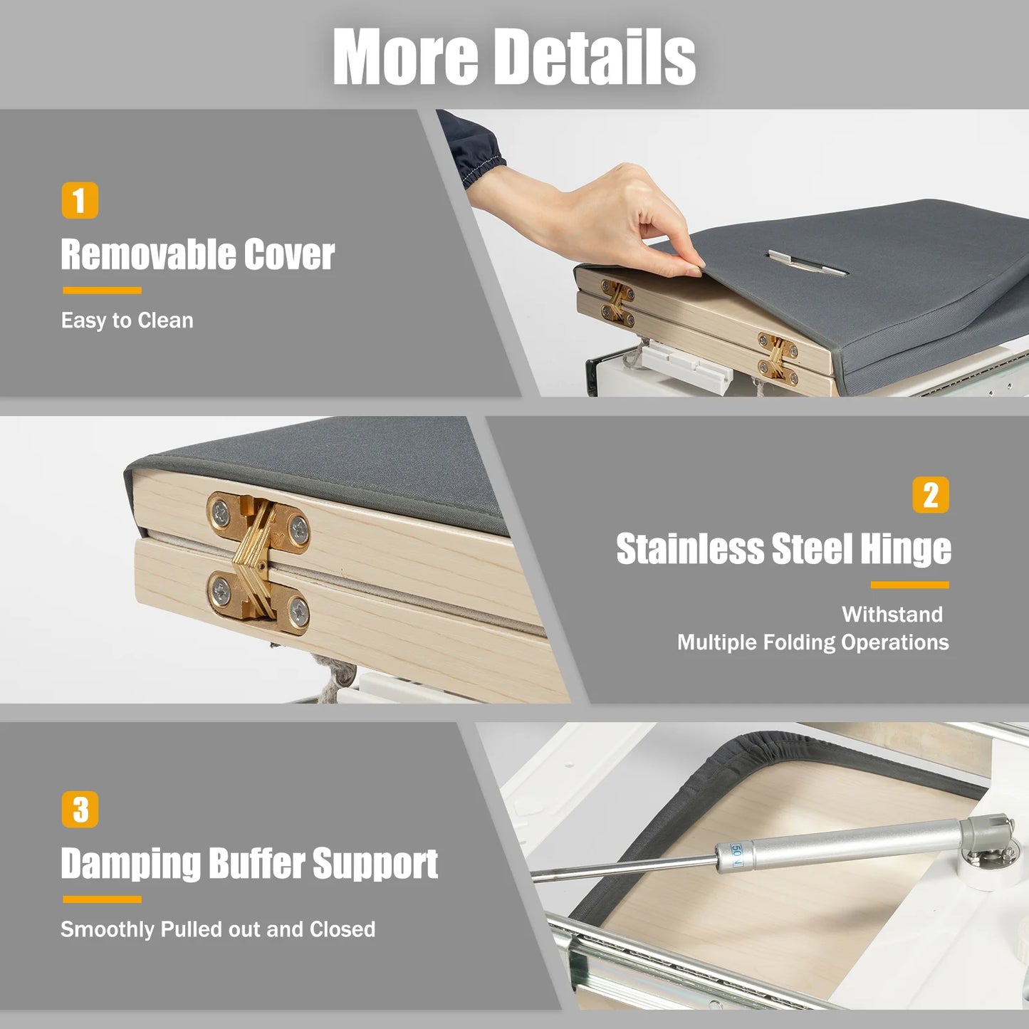 Faltbarer Bügelbrett-Schrank Grau 180 ° Rotation Pull-out Folding Für Verschiedene Kleidungsstücke