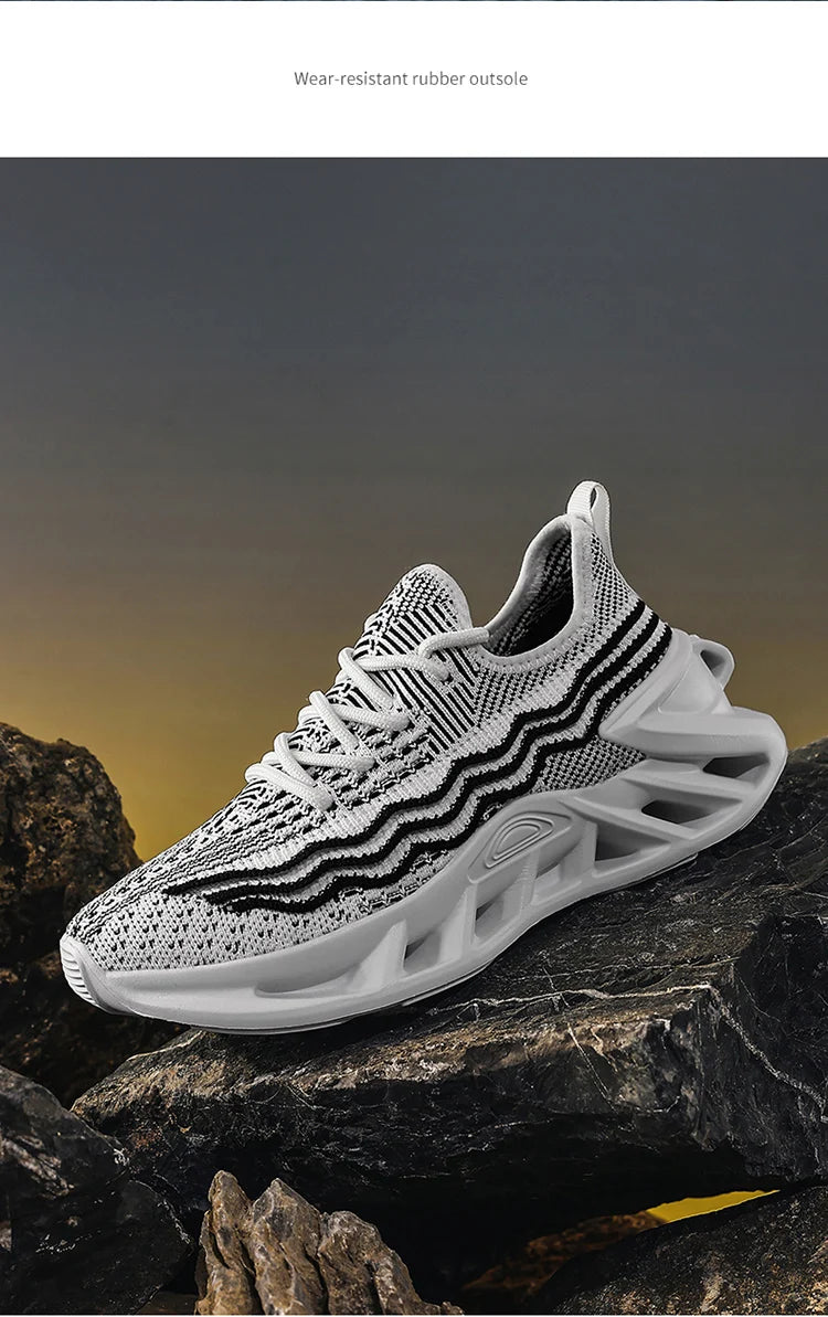 Herren Sneakers Leicht Laufschuhe Atmungsaktiv Mesh Komfortabel EVA Dick Sohle Rutschfest Tennis Walking Weiß Schuhe Für Männer