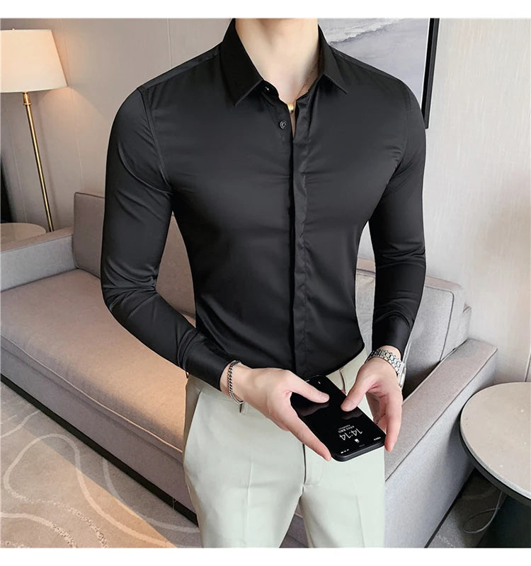 8Farben SlimFit Langarmhemd - Gr. M-L, Feiner Stoff