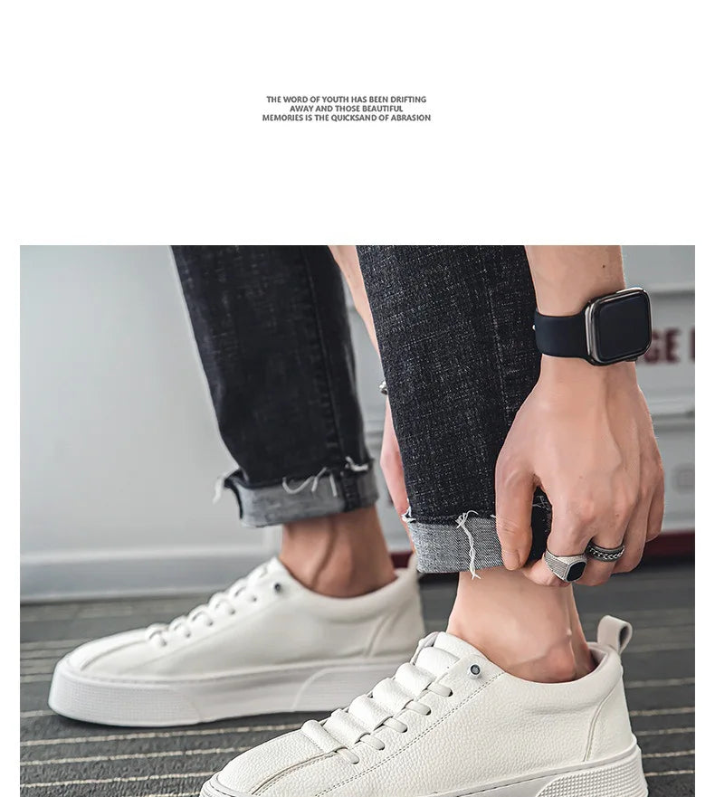 White Sneakers for Men 2024 Spring Fashion Casual Lace Up Round Toe Flat mens Running Sport Shoes Zapatillas Deportivas Hombre
