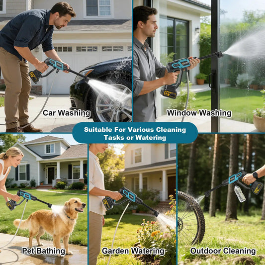 Gisam 220Bar Bürstenloser elektrischer Hochdruck-Autowascher, Gartenwaschpistole, Reinigungswerkzeug für Makita 18V Akku by Golden Bridge Store