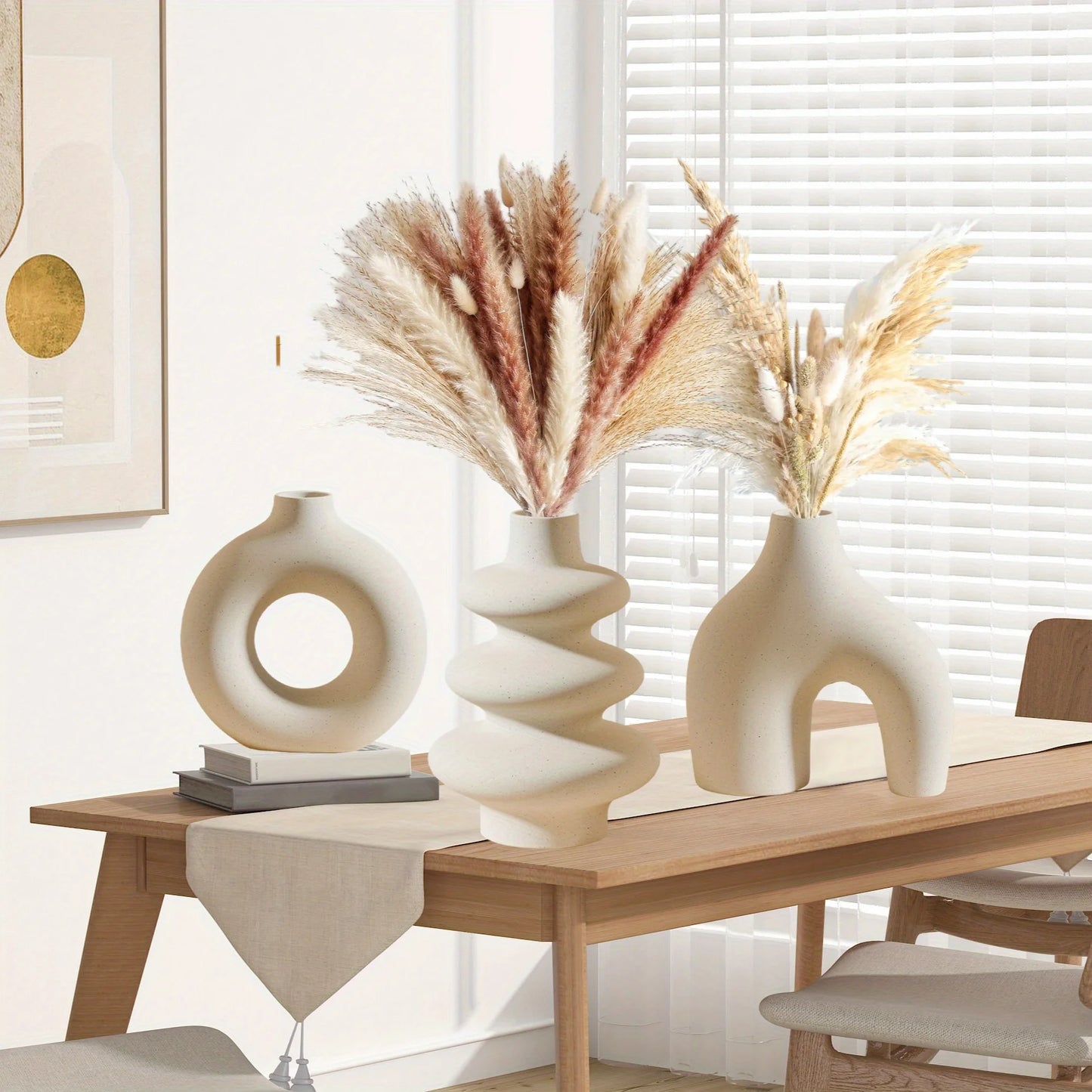 Choice Keramikvase 3er Set Geometrisch - 3 Stk Glasiert