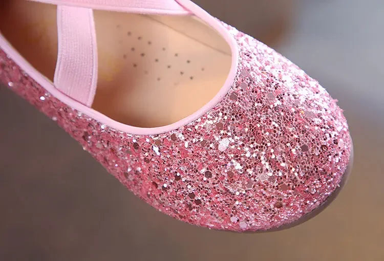 Mädchen Prinzessin Schuhe 2025 - Frühling Herbst Baby Weiche Sohle Tanz Ballet Flats - Rosa Bling Süße Schuhe 7-13J Größe 26-35