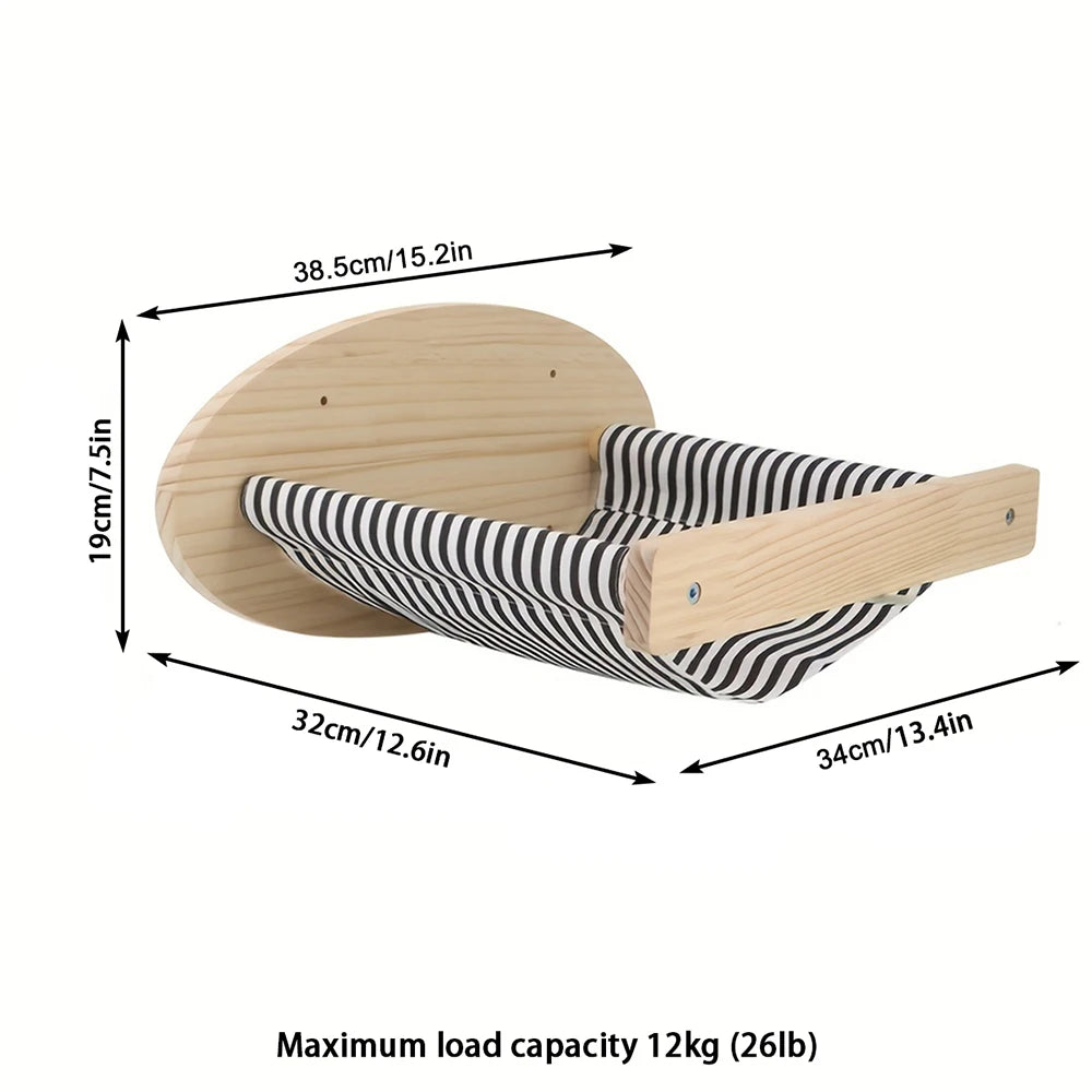 Cat Tree Cat Wall Mounted Climbing Wooden Shelves Posts Ladders with Hammock and Cat House Cat Bridge for Kittens Perch Sleeping