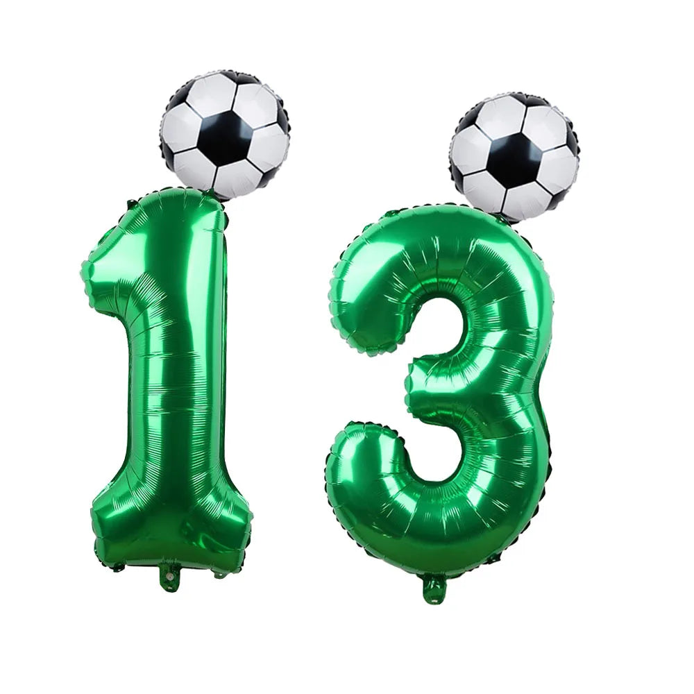 Baloane cu numere de fotbal 2025: Set folie verde 32" - Colecția Sports Party