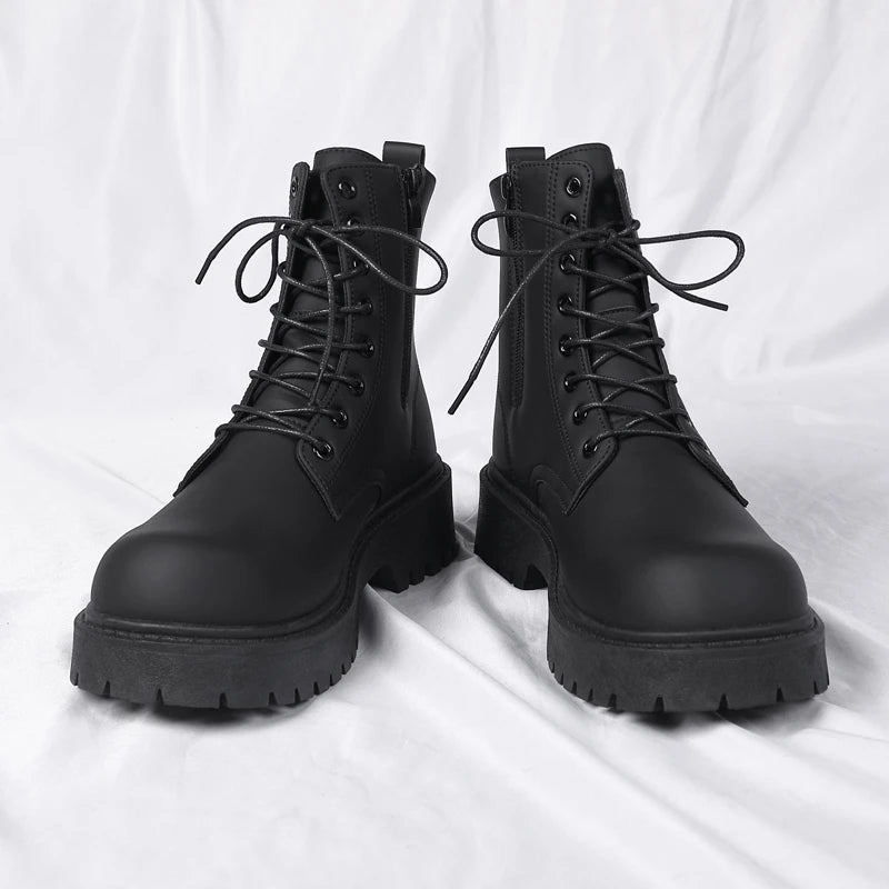 Cizme de lucru FujianChoice de toamnă, stil britanic - mărimea 42, cu talpă de cauciuc și șireturi, pentru orice vreme