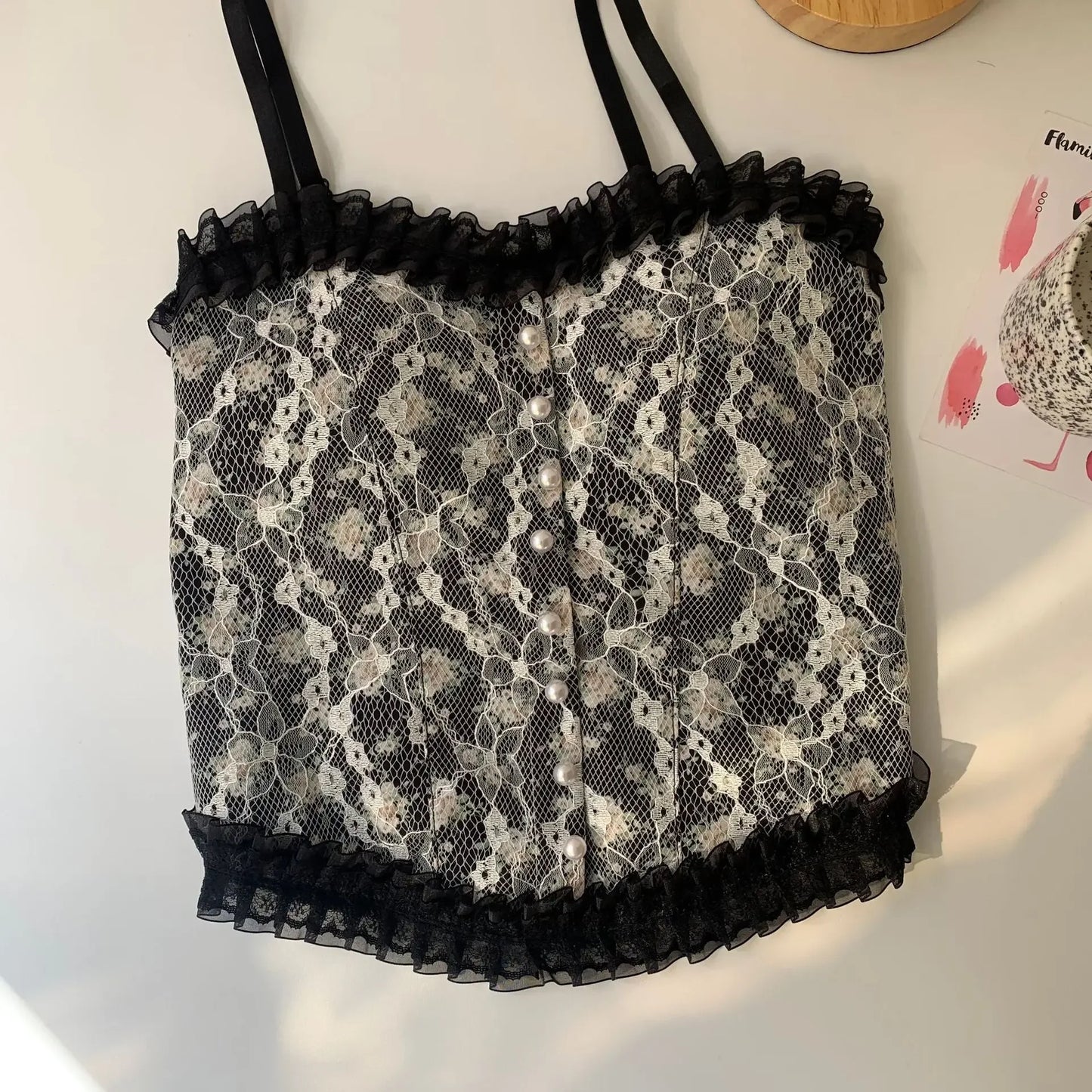 Camisole 2025: Lace Flower Print Cami Crop Tank Tops Summer Camisole - Women's Tube Top Elegant Slim Short Tanks Vest Sexy Y2k Pearl Collection