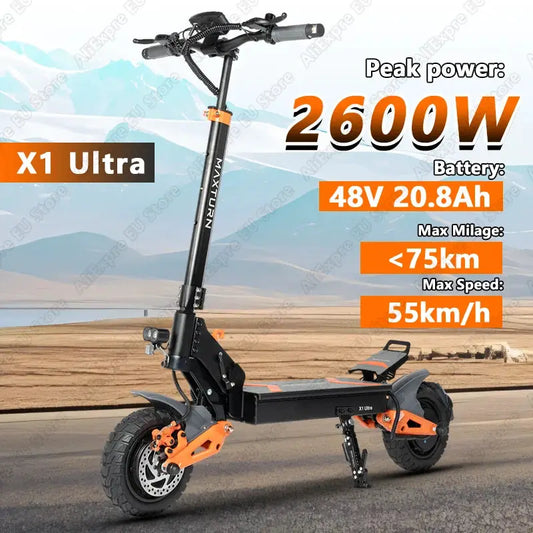 X1 Ultra Elektroroller 2600W Spitzenleistung Doppelmotor 48V 20,8Ah Akku Höchstgeschwindigkeit 55km/h Maximale Reichweite 75km Mit NFC E-Scooter 10-Zoll-Reifen by Golden Bridge Store