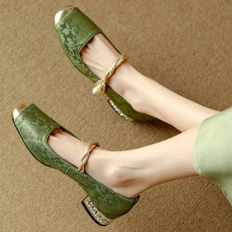 Elegant Mary Jane High Heels Women's Shoes  Spring Summer New Style Luxury Soft Evening Wind Dress French Style Boots