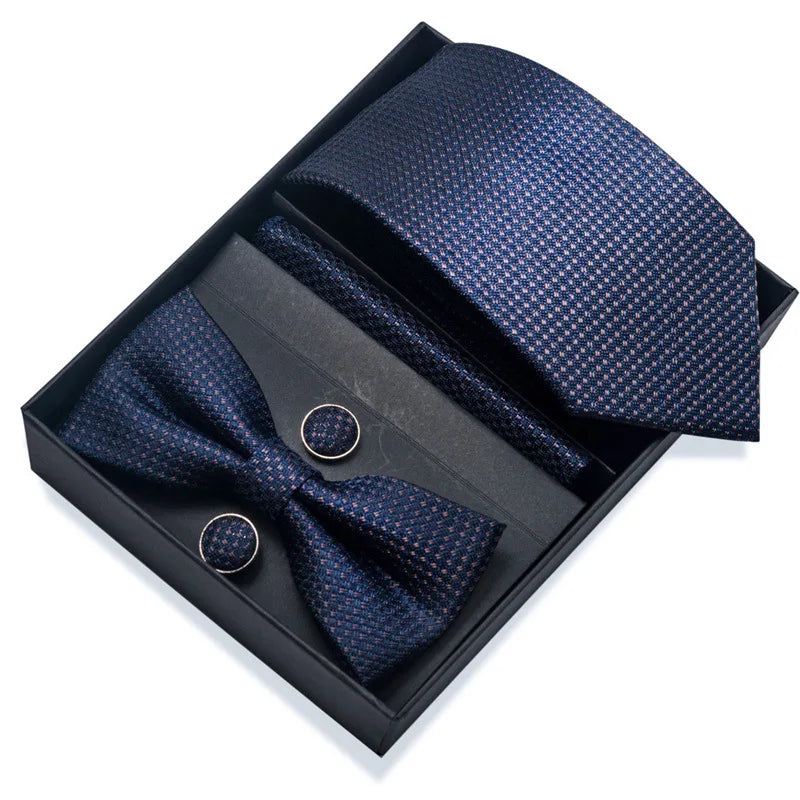 Men's Tie Pin cuff square bow Tie with pocket square cufflinks Set Paisley Men's Business Wedding Suit Accessories 6-piece set