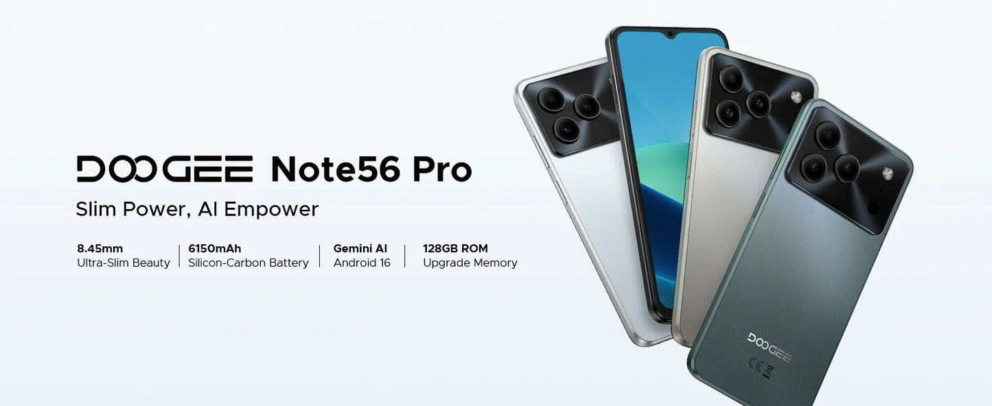 DOOGEE Note56 Pro Smartphone - 6150 mAh, Schnellladung, 6,56 Zoll