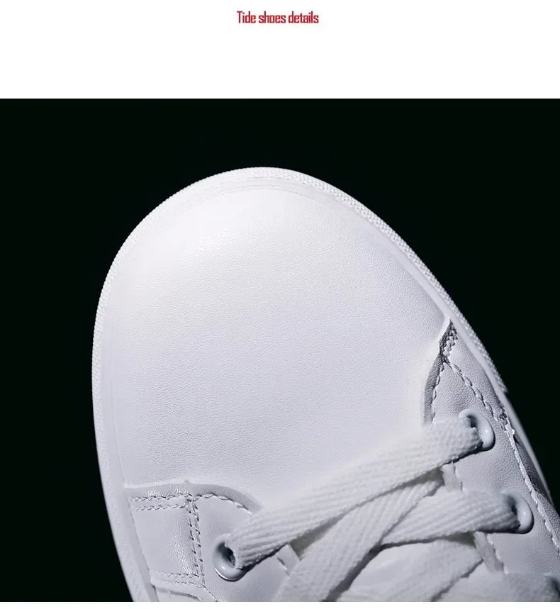 Men's Sneakers Breathable Mens Flat WhiteTennis Shoes Skateboard Shoes Casual Sports Shoes for Men Lightweight PU Leather