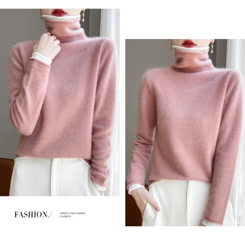SHUANGYANROADCN Merino Rollpullover - Größe M, Merinowolle