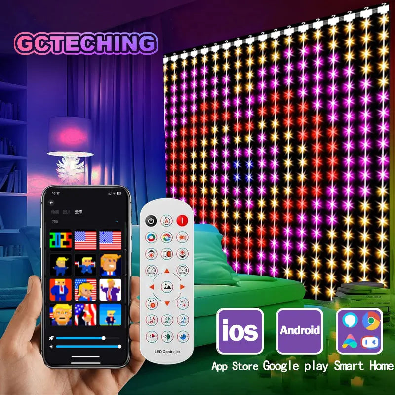 GCTECHING RGB Vorhanglichter - 400 LED, App-Steuerung, Musik-Sync