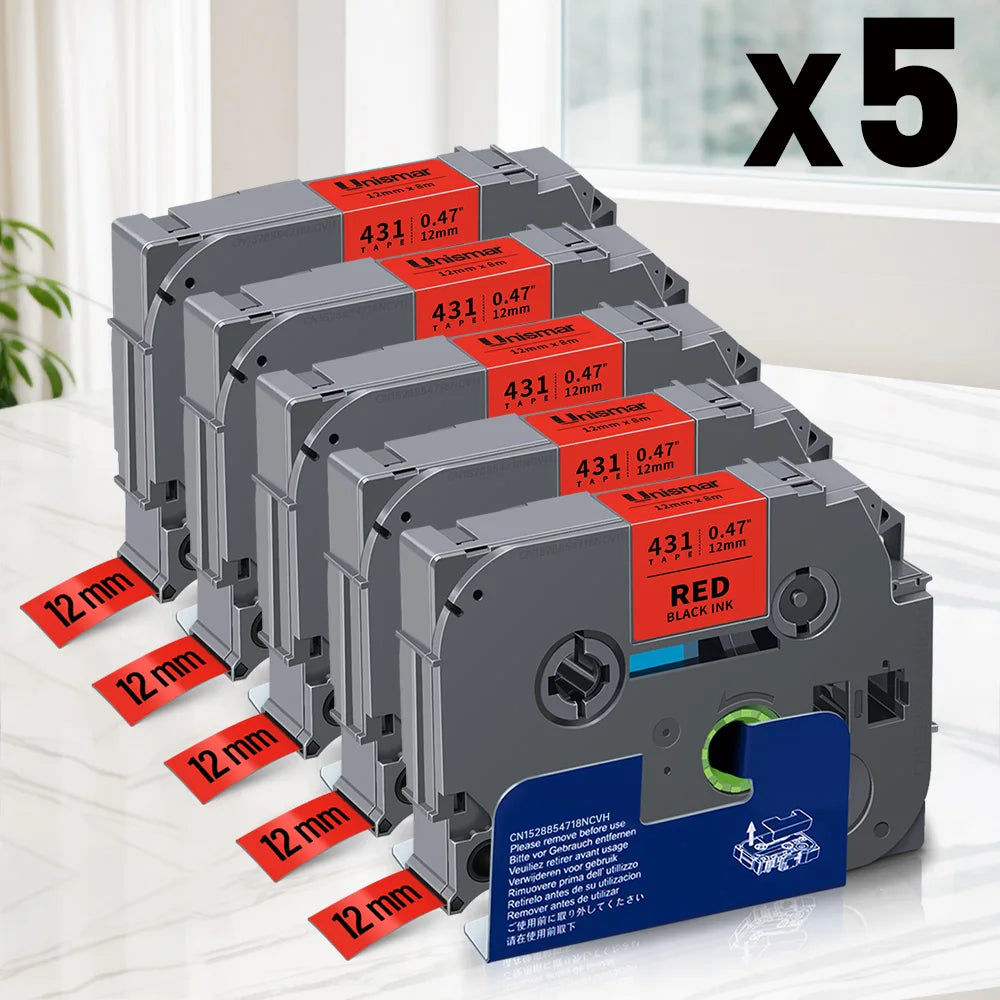 Label-Bänder 2025: 5PK-10PK TZe231 Compatible - Brother P-touch White Lamination Collection