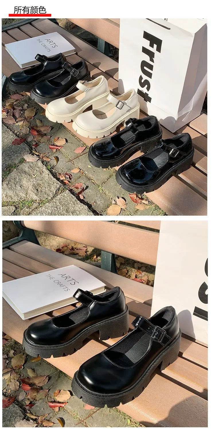 Frauen Schuhe 2025 - Neue Mädchen Lolita Schuhe Leder Herz Knöchel - Mary Jane Schuhe Süß Sexy Retro British Style