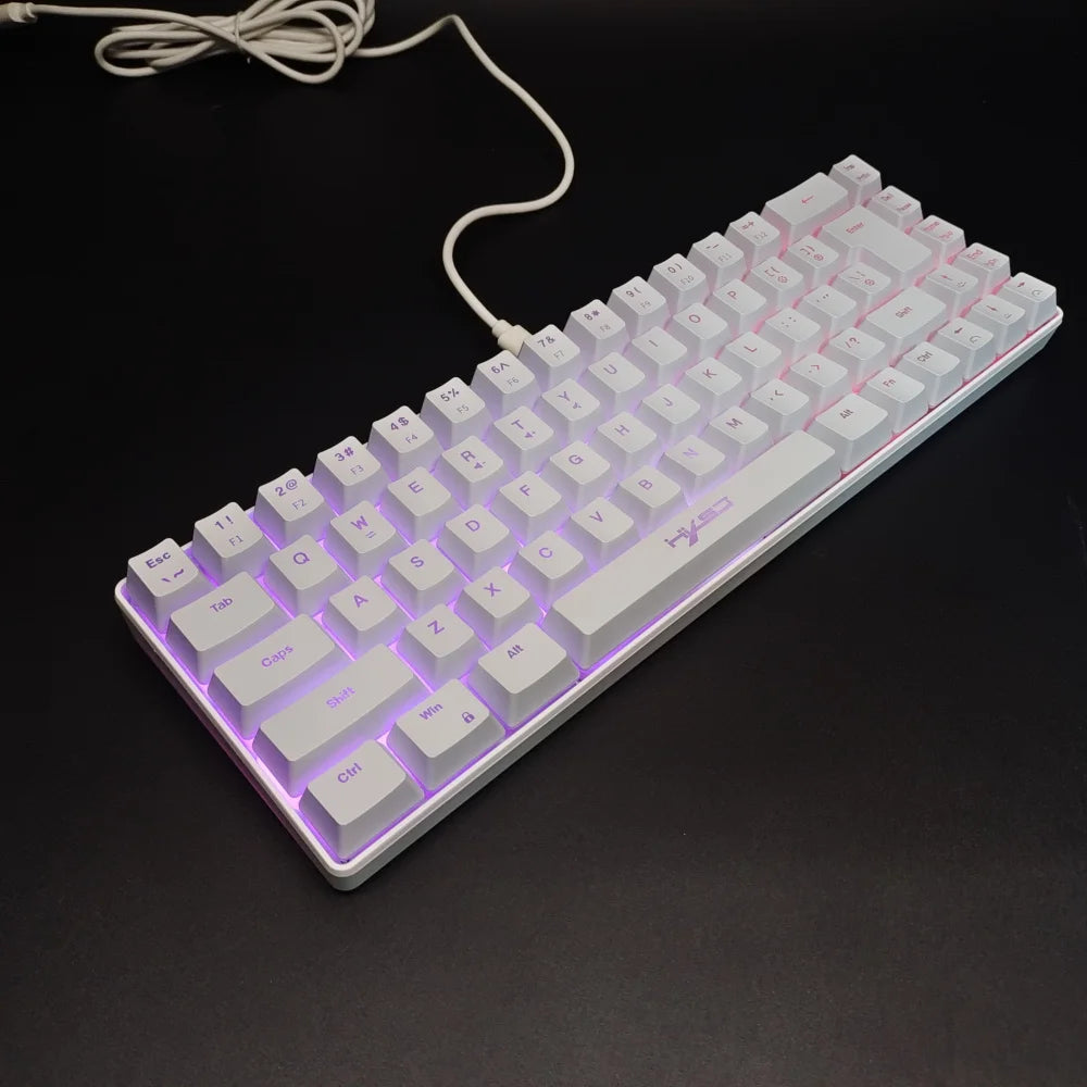 Gaming-Tastatur 2025: HXSJ 60% Percent Gaming Keyboard Ergonomische kleine Mini-Membran-Tastatur, komprimiert mit RGB-Hintergrundbeleuchtung für Windows-PC- und Laptop-Gaming