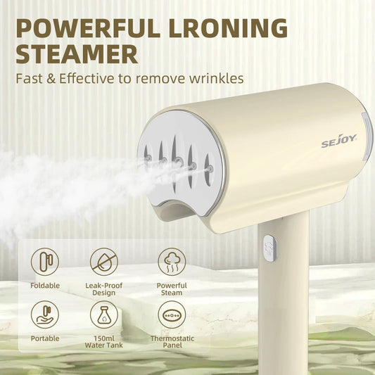 Sejoy Dampfglätter Tragbar - 150ml Handheld Stoff Dampfer Schnellhitzung 1000W Dampfbügeleisen für Zuhause Reisen