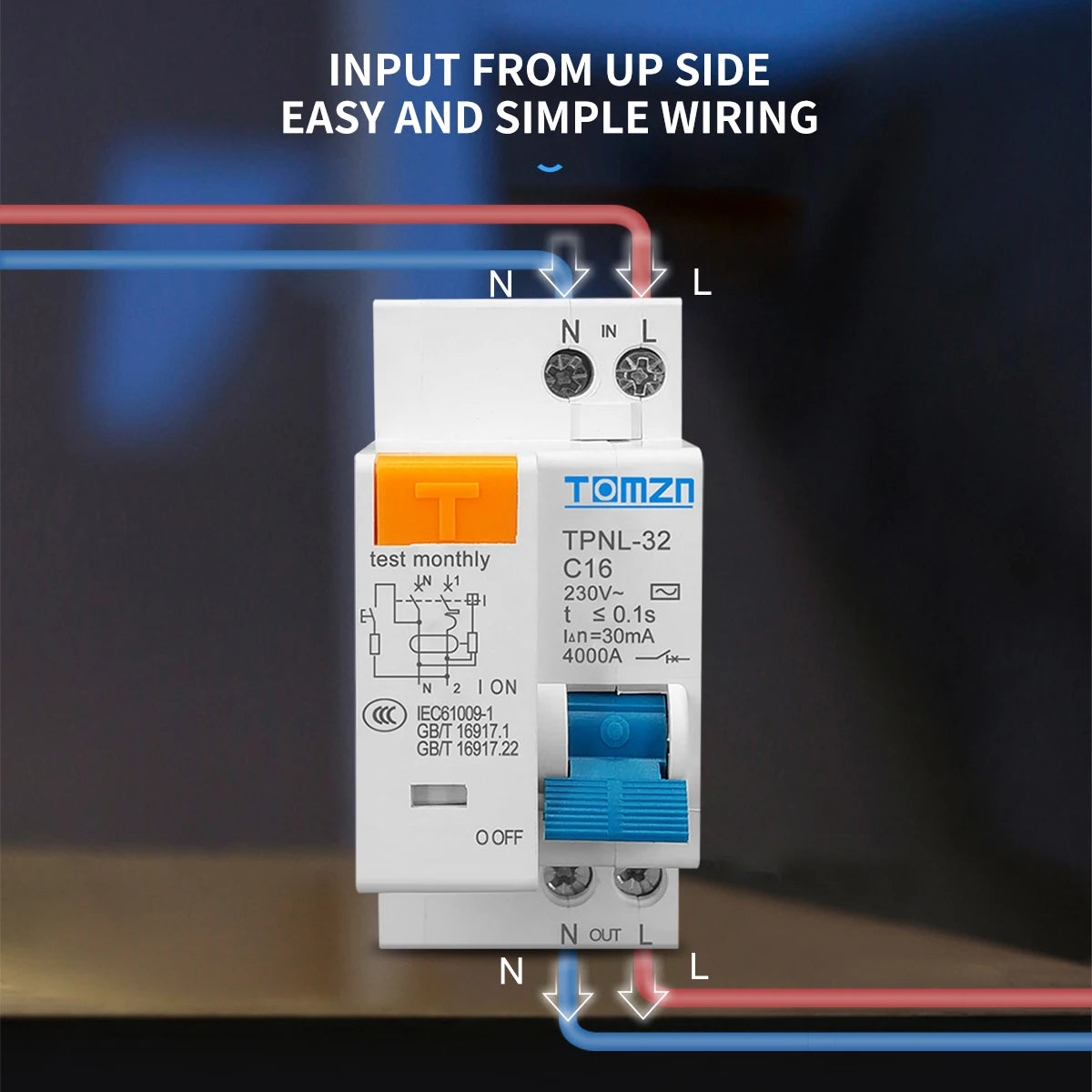 TPNL DPNL 230V 1P+N Residual current Circuit breaker with over and short current  Leakage protection RCBO MCB