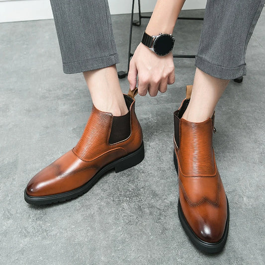 Golden Sapling Chelsea Boots Slip On - Knöchelhoch, EU Größe 42, Flacher Absatz Bequem