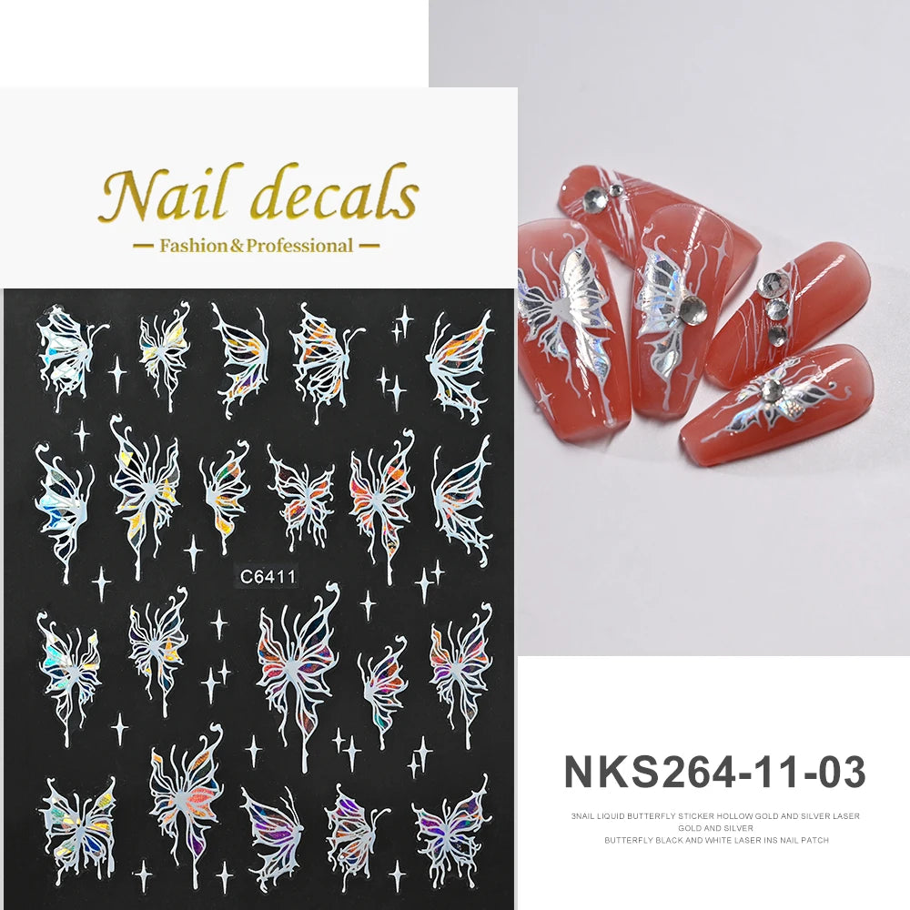 MAFANAILS NLS 3D Holografisch Schmetterling - 1St Schwarz