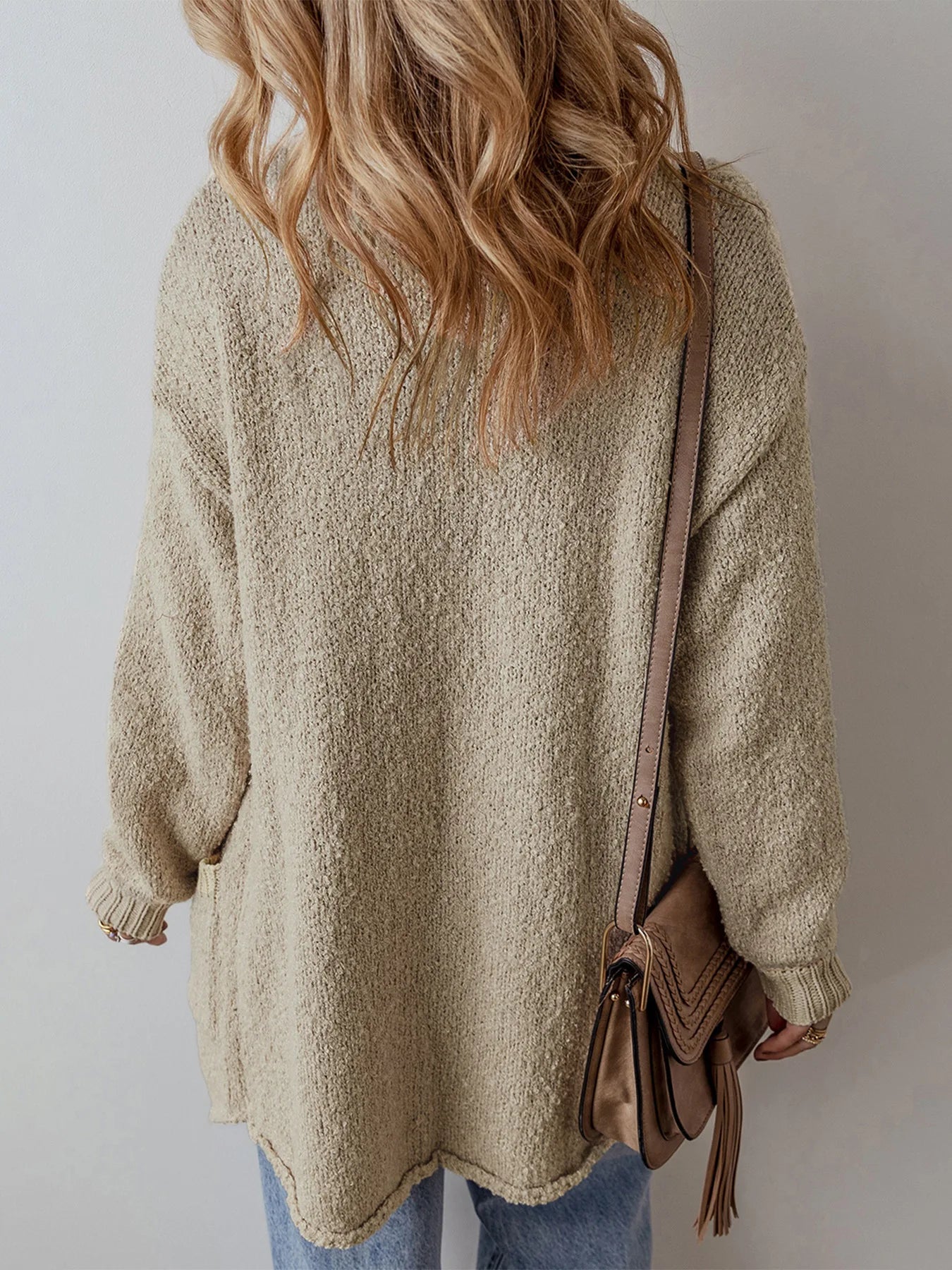 Nowsaa Cardigan Mantel Damen - Einreihig Mit Taschen Turn-Down Kragen - Größe Regular, Gewicht 120–220 g/m2