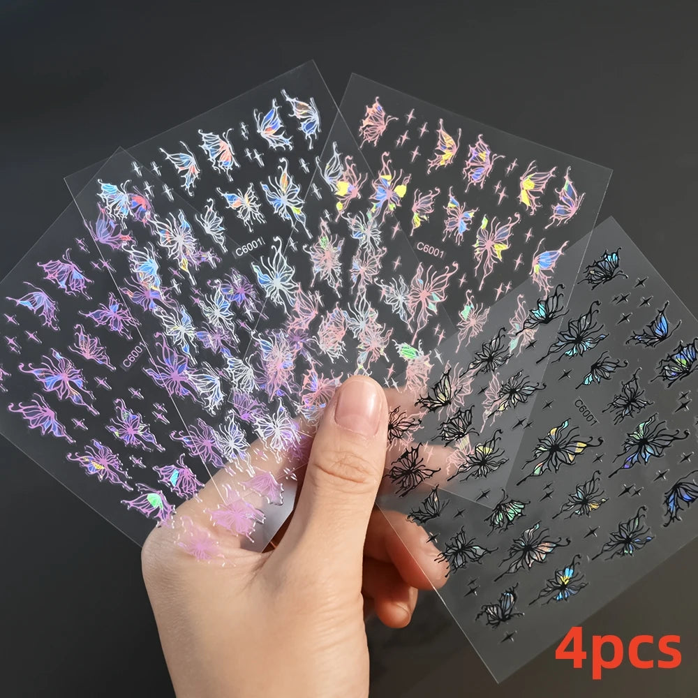 MAFANAILS Y2K Holo Schmetterlinge - 12er Selbstklebend